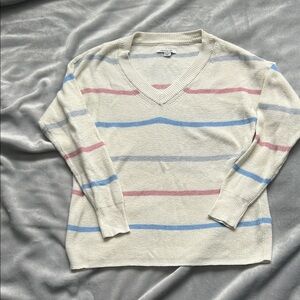American Eagle Outfitters V-Neck Sweater - Cream, Pink, Blue